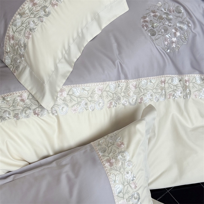 91家纺网 家纺一手货源 找家纺 （总）鹿班家居2025新款60S莱赛尔精密刺绣四件套系列—间隙花影【标准会员-20元】