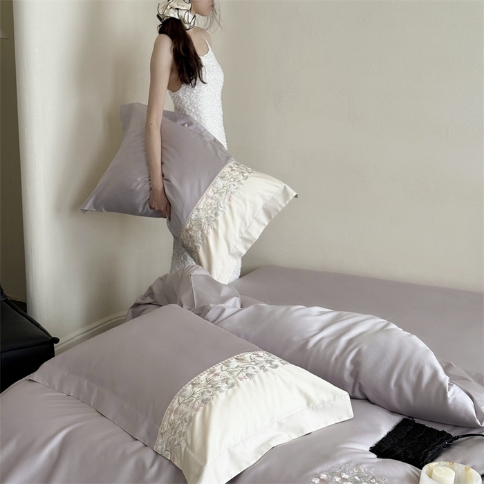 91家纺网 家纺一手货源 找家纺 （总）鹿班家居2025新款60S莱赛尔精密刺绣四件套系列—间隙花影【标准会员-20元】