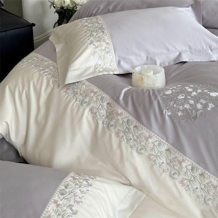 91家纺网 家纺一手货源 找家纺 （总）鹿班家居2025新款60S莱赛尔精密刺绣四件套系列—间隙花影【标准会员-20元】