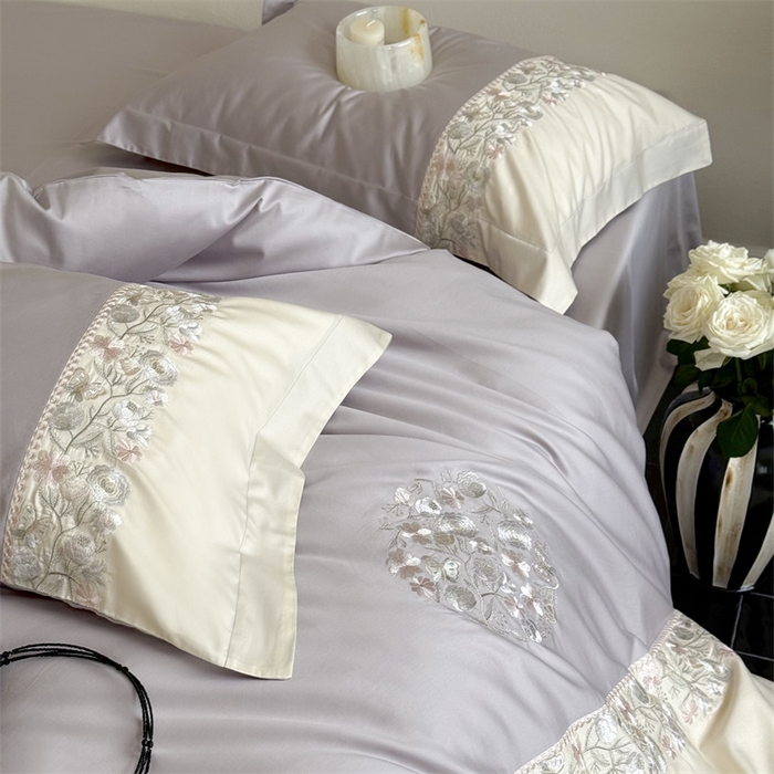 91家纺网 家纺一手货源 找家纺 （总）鹿班家居2025新款60S莱赛尔精密刺绣四件套系列—间隙花影【标准会员-20元】