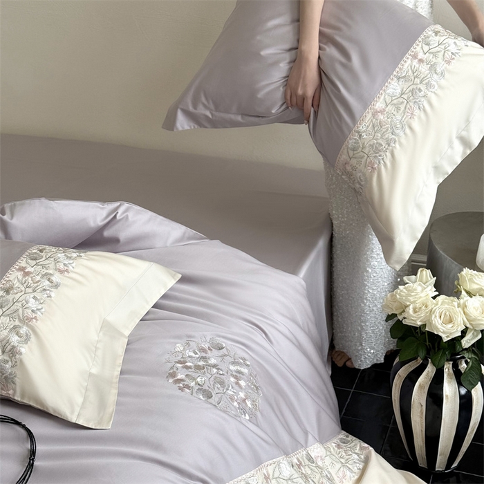 91家纺网 家纺一手货源 找家纺 （总）鹿班家居2025新款60S莱赛尔精密刺绣四件套系列—间隙花影【标准会员-20元】