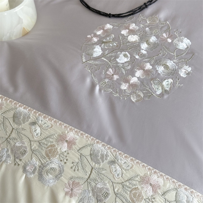 91家纺网 家纺一手货源 找家纺 （总）鹿班家居2025新款60S莱赛尔精密刺绣四件套系列—间隙花影【标准会员-20元】