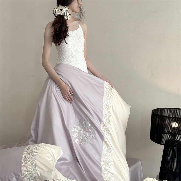 91家纺网 家纺一手货源 找家纺 （总）鹿班家居2025新款60S莱赛尔精密刺绣四件套系列—间隙花影【标准会员-20元】