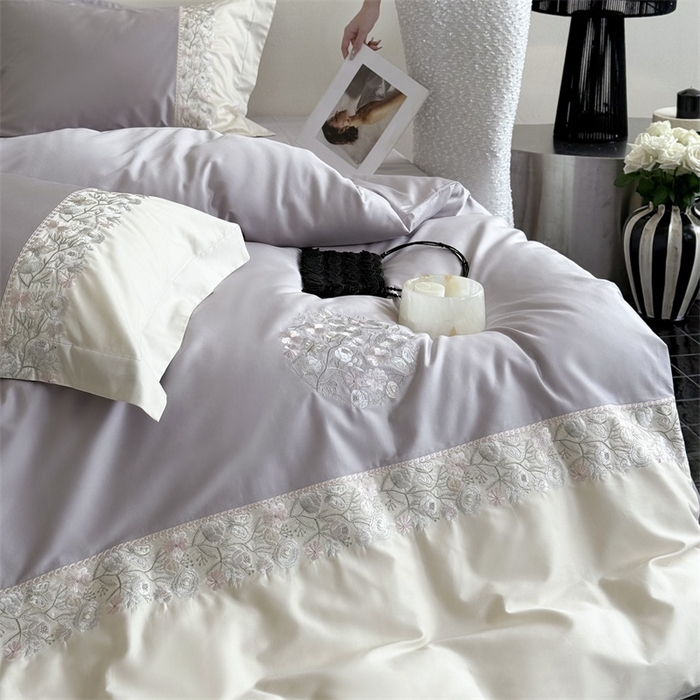 91家纺网 家纺一手货源 找家纺 （总）鹿班家居2025新款60S莱赛尔精密刺绣四件套系列—间隙花影【标准会员-20元】