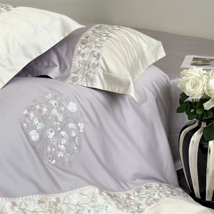 91家纺网 家纺一手货源 找家纺 （总）鹿班家居2025新款60S莱赛尔精密刺绣四件套系列—间隙花影【标准会员-20元】