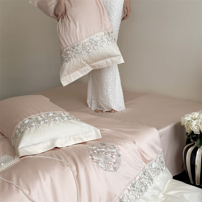 91家纺网 家纺一手货源 找家纺 （总）鹿班家居 2024新款100S长绒棉高精密刺绣系列——间隙花影（标准会员-20）