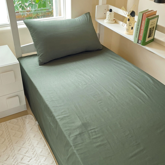 91家纺网 家纺一手货源 找家纺 （总）泽西家纺+V17798841158发大图 2025新款A类全棉简约风大学生宿舍双拼纯色纯棉三件套