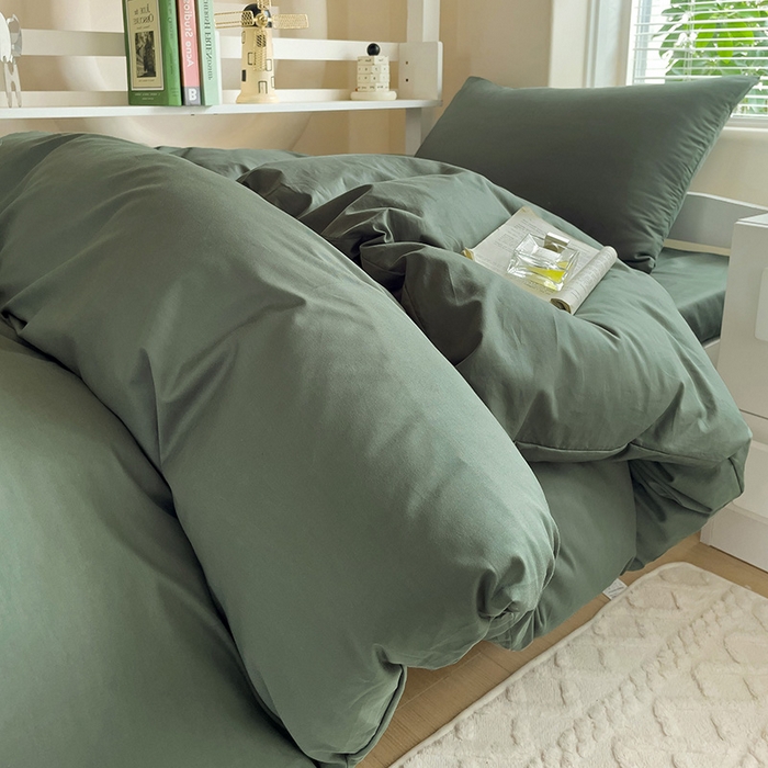 91家纺网 家纺一手货源 找家纺 （总）泽西家纺+V17798841158发大图 2025新款A类全棉简约风大学生宿舍双拼纯色纯棉三件套