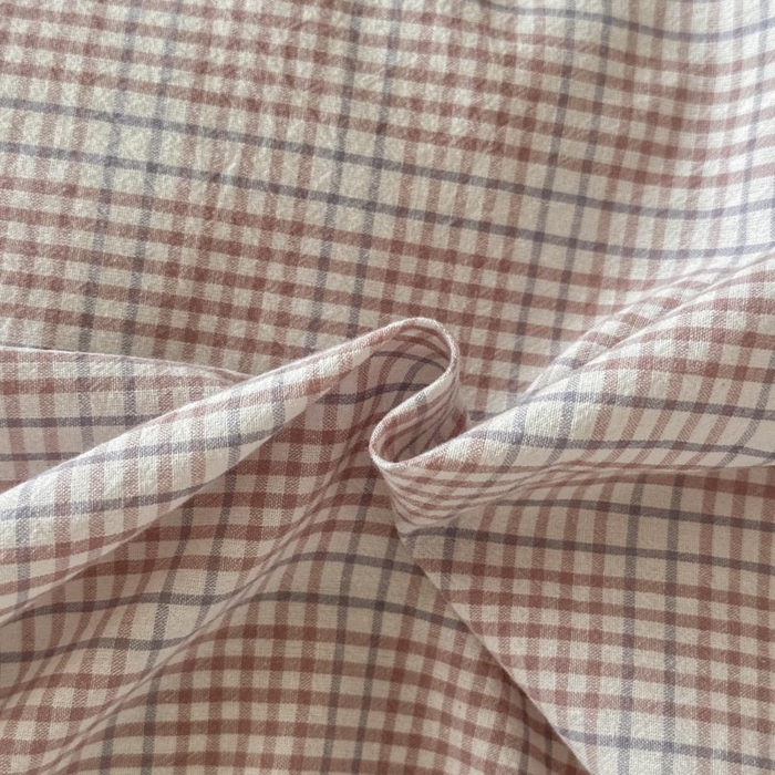 91家纺网 家纺一手货源 找家纺 木子家纺 2025新款40支色织A类全棉水洗棉四件套 芙卡格-粉