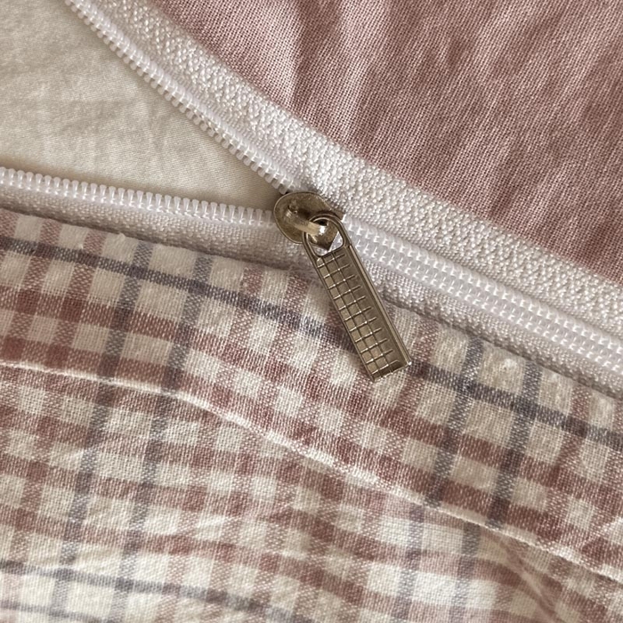 91家纺网 家纺一手货源 找家纺 木子家纺 2025新款40支色织A类全棉水洗棉四件套 芙卡格-粉