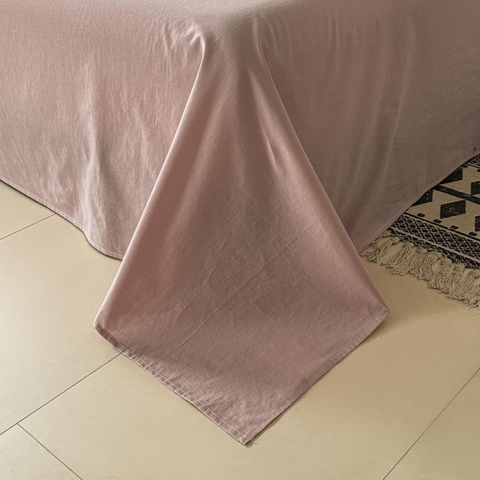 91家纺网 家纺一手货源 找家纺 木子家纺 2025新款40支色织A类全棉水洗棉四件套 芙卡格-粉