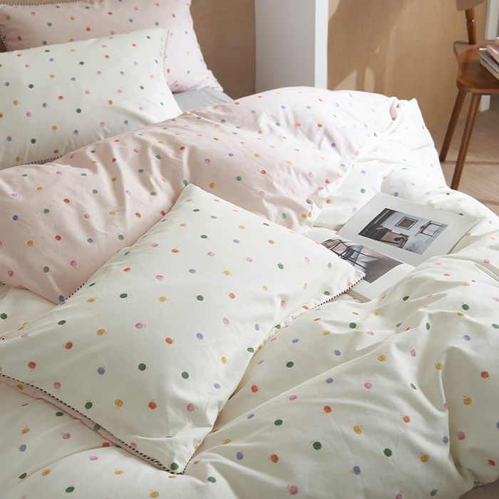 91家纺网 家纺一手货源 找家纺 橙艺家居 2025新款滚绳款全棉纯棉磨毛四件套 甜心乐园-粉白