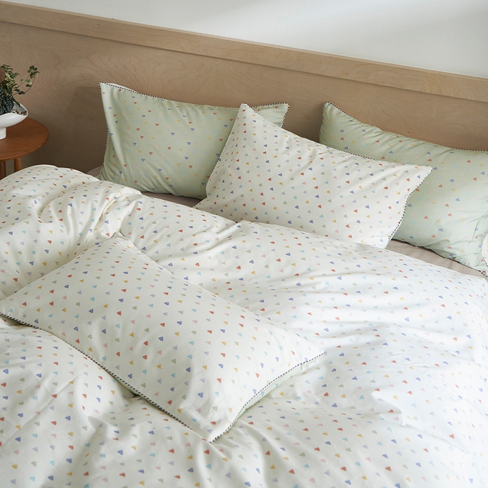 91家纺网 家纺一手货源 找家纺 橙艺家居 2025新款滚绳款全棉纯棉磨毛四件套 幸运日-绿白