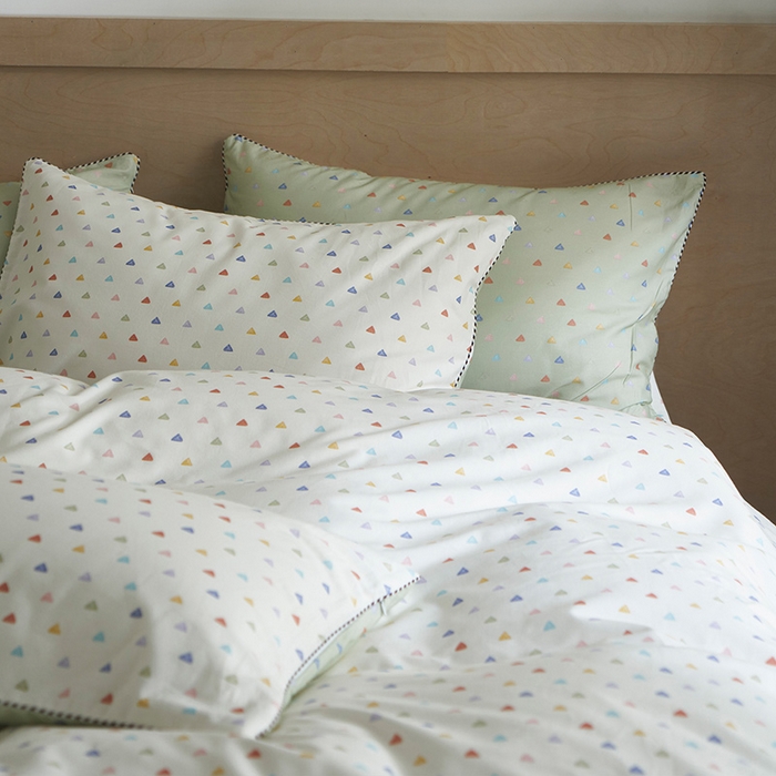 91家纺网 家纺一手货源 找家纺 橙艺家居 2025新款滚绳款全棉纯棉磨毛四件套 幸运日-绿白