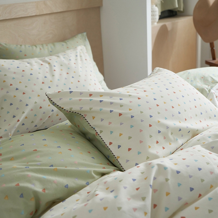 91家纺网 家纺一手货源 找家纺 橙艺家居 2025新款滚绳款全棉纯棉磨毛四件套 幸运日-绿白