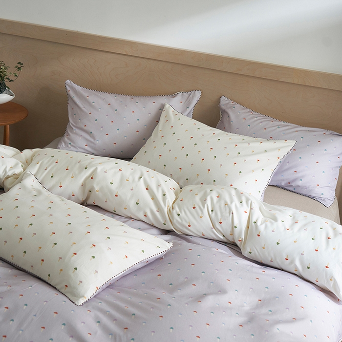 91家纺网 家纺一手货源 找家纺 橙艺家居 2025新款滚绳款全棉纯棉磨毛四件套 幸运兔-紫白