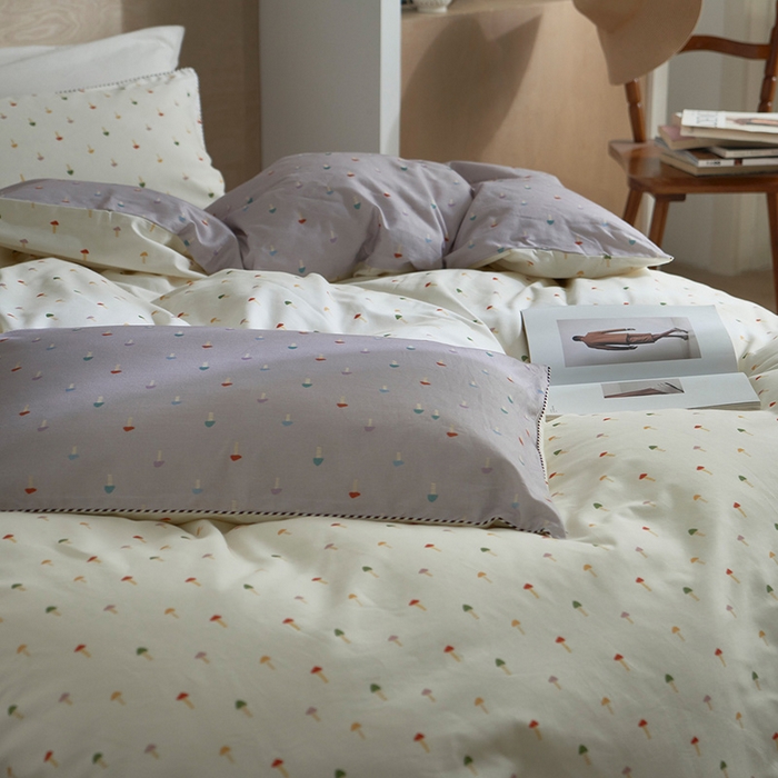 91家纺网 家纺一手货源 找家纺 橙艺家居 2025新款滚绳款全棉纯棉磨毛四件套 幸运兔-紫白