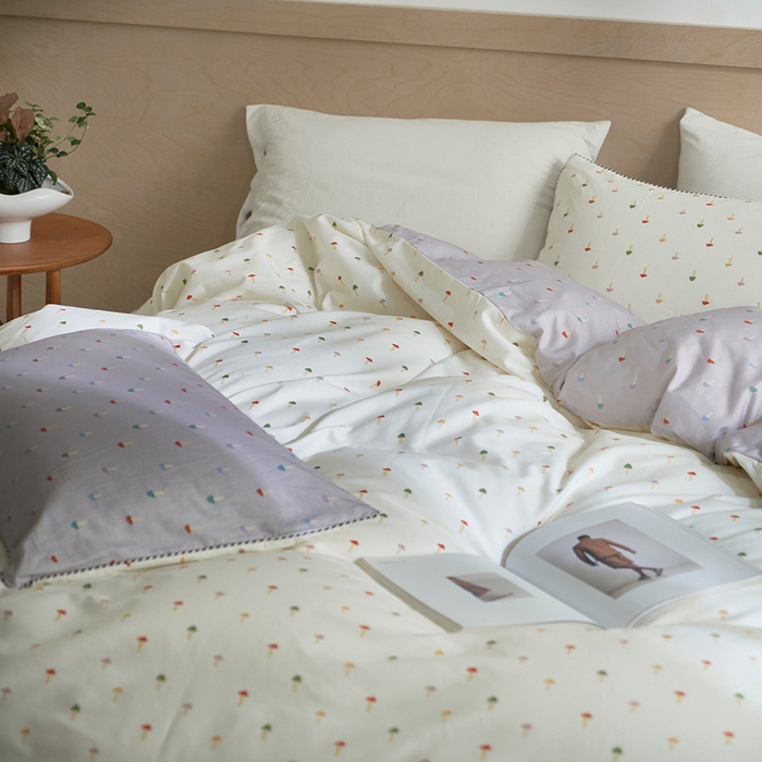 91家纺网 家纺一手货源 找家纺 橙艺家居 2025新款滚绳款全棉纯棉磨毛四件套 幸运兔-紫白