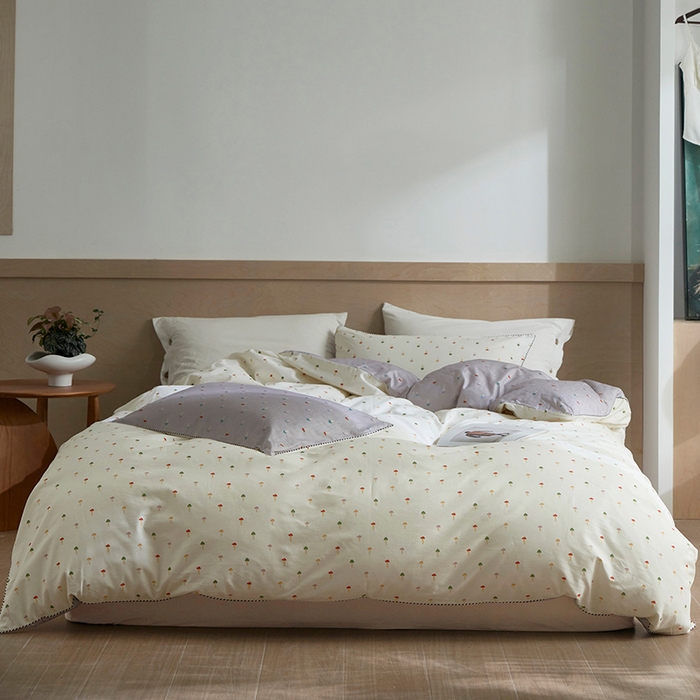 91家纺网 家纺一手货源 找家纺 橙艺家居 2025新款滚绳款全棉纯棉磨毛四件套 幸运兔-紫白