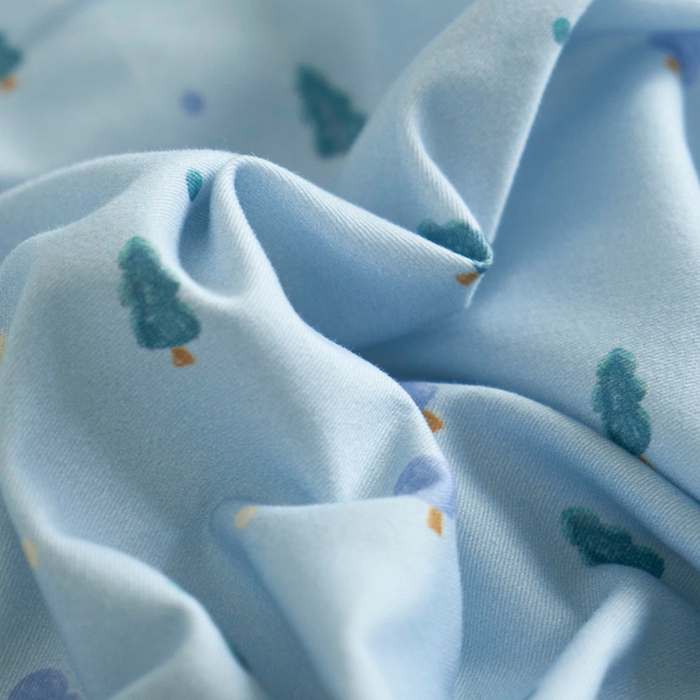 91家纺网 家纺一手货源 找家纺 橙艺家居 2025新款滚绳款全棉纯棉磨毛四件套 叶叶情深-蓝白