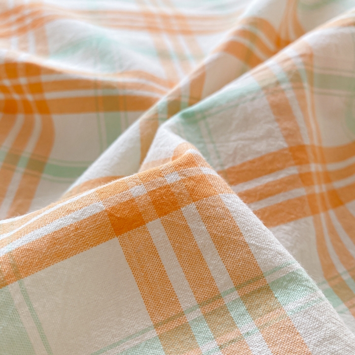 91家纺网 家纺一手货源 找家纺 木子家纺 2025新款简约日式40支全棉色织水洗棉四件套 梵希-桔