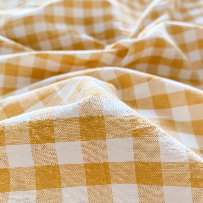 91家纺网 家纺一手货源 找家纺 木子家纺 2025新款简约日式40支全棉色织水洗棉四件套 小格-黄