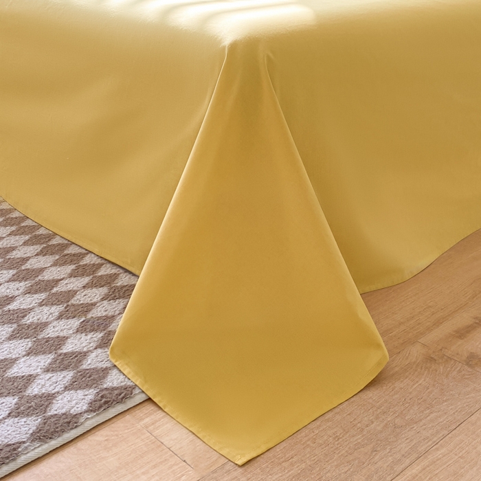 91家纺网 家纺一手货源 找家纺 木子家纺 2025新款简约日式40支全棉色织水洗棉四件套 小格-黄