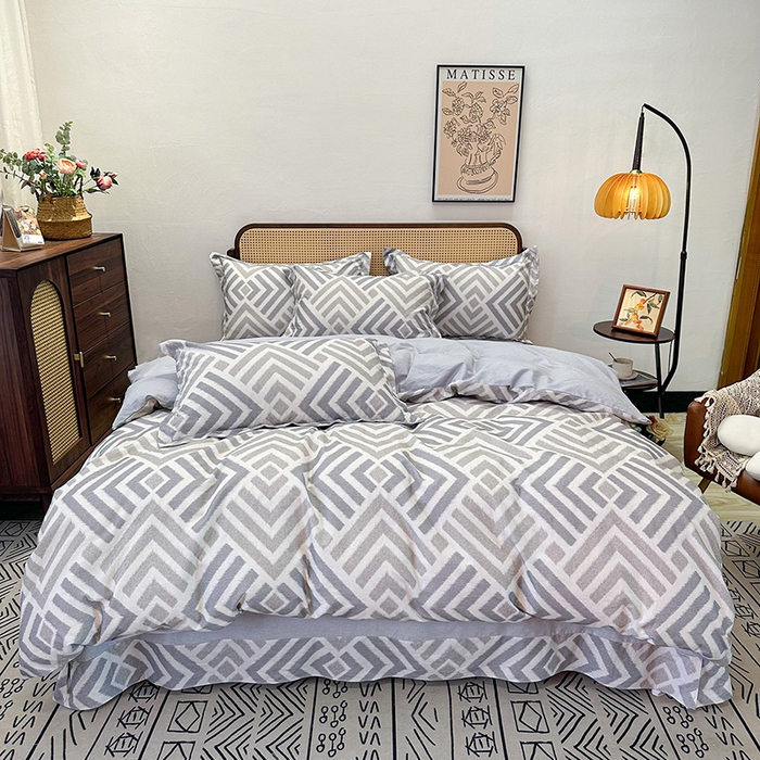 91家纺网 家纺一手货源 找家纺 橙艺家居 2025新款秋冬全棉纯棉磨毛四件套 简希