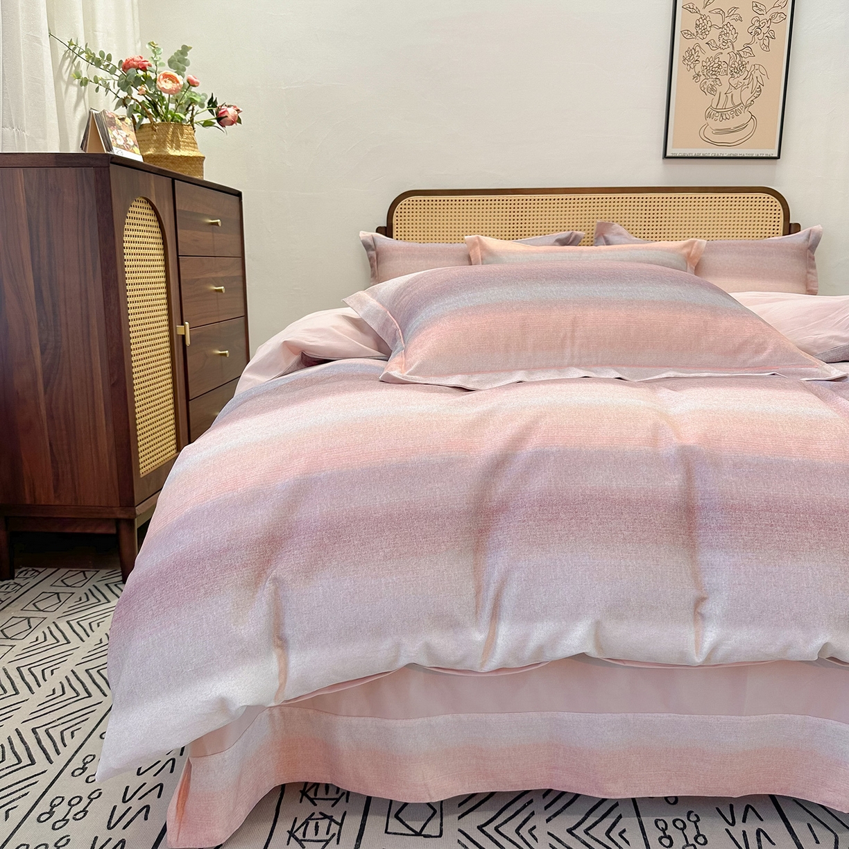 91家纺网 家纺一手货源 找家纺 橙艺家居 2025新款秋冬全棉纯棉磨毛四件套 简希