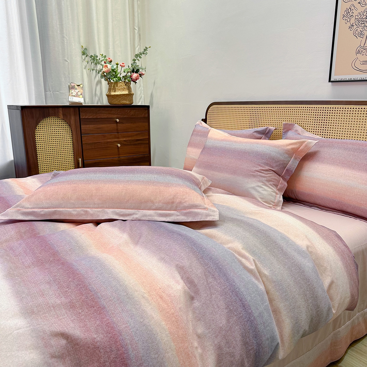 91家纺网 家纺一手货源 找家纺 橙艺家居 2025新款秋冬全棉纯棉磨毛四件套 简希