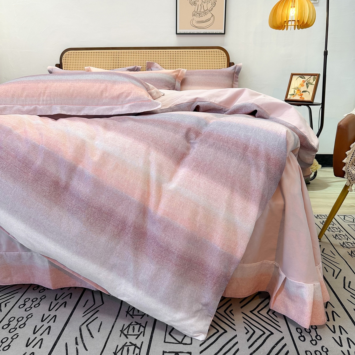 91家纺网 家纺一手货源 找家纺 橙艺家居 2025新款秋冬全棉纯棉磨毛四件套 简希