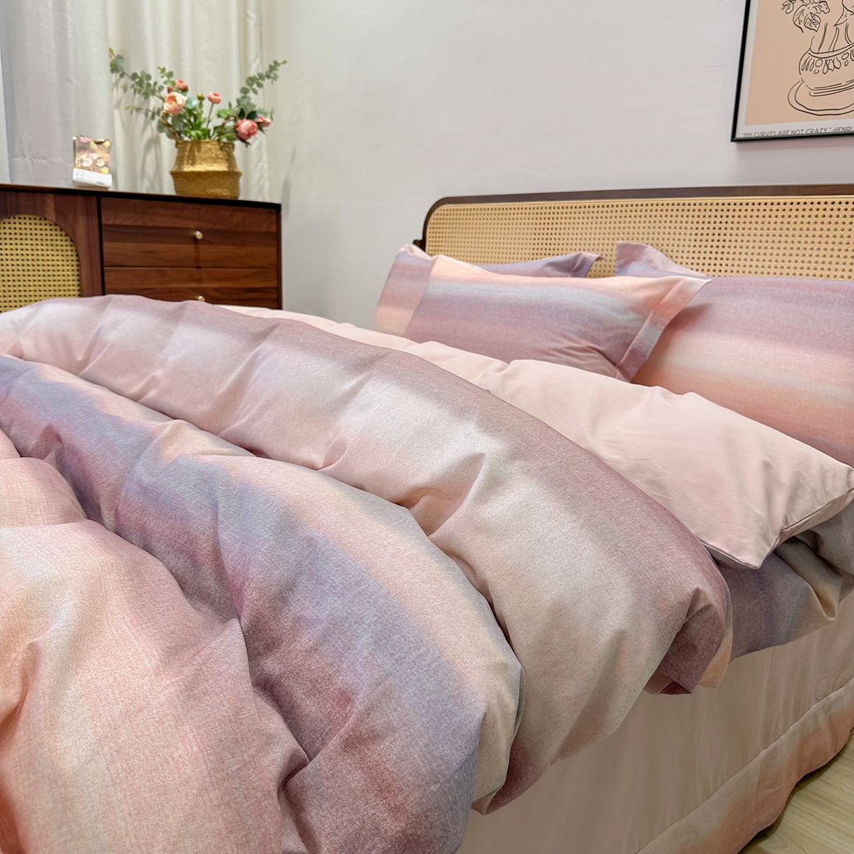 91家纺网 家纺一手货源 找家纺 橙艺家居 2025新款秋冬全棉纯棉磨毛四件套 简希