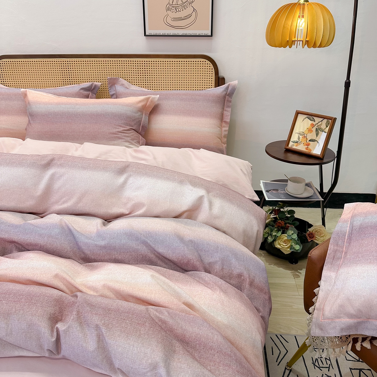 91家纺网 家纺一手货源 找家纺 橙艺家居 2025新款秋冬全棉纯棉磨毛四件套 简希