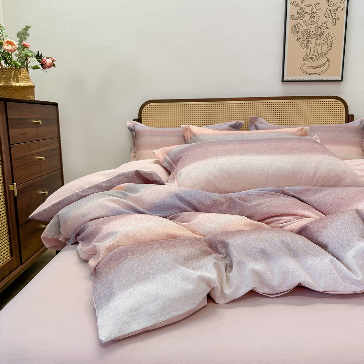 91家纺网 家纺一手货源 找家纺 橙艺家居 2025新款秋冬全棉纯棉磨毛四件套 简希