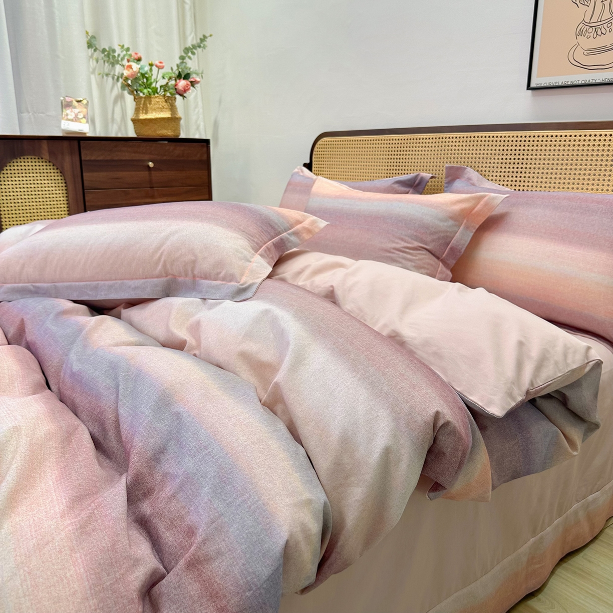 91家纺网 家纺一手货源 找家纺 橙艺家居 2025新款秋冬全棉纯棉磨毛四件套 简希