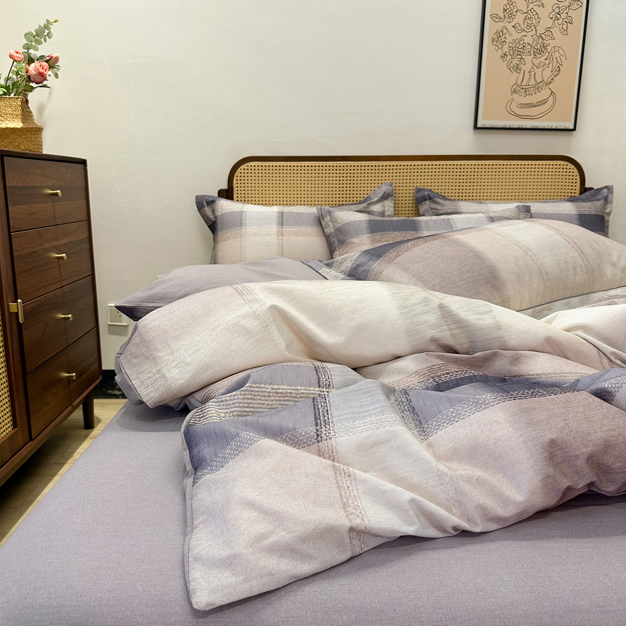 91家纺网 家纺一手货源 找家纺 橙艺家居 2025新款秋冬全棉纯棉磨毛四件套 轻织漫冬