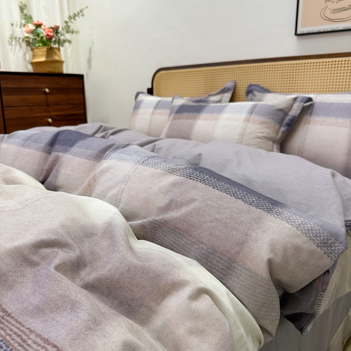 91家纺网 家纺一手货源 找家纺 橙艺家居 2025新款秋冬全棉纯棉磨毛四件套 轻织漫冬