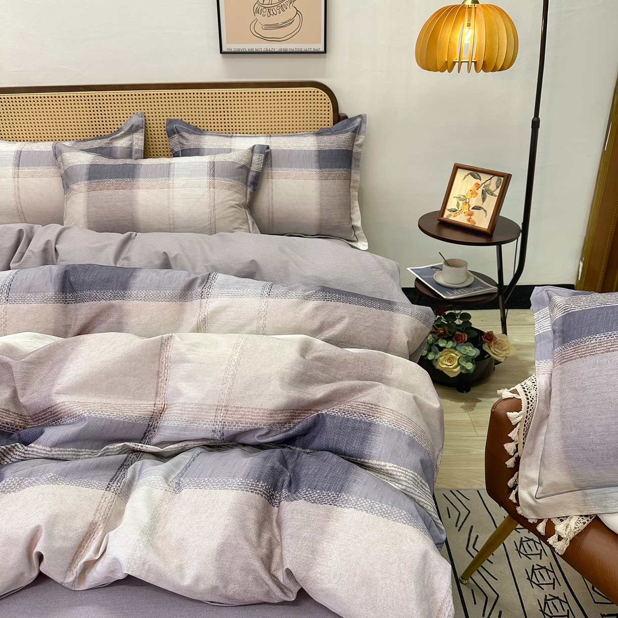 91家纺网 家纺一手货源 找家纺 橙艺家居 2025新款秋冬全棉纯棉磨毛四件套 轻织漫冬