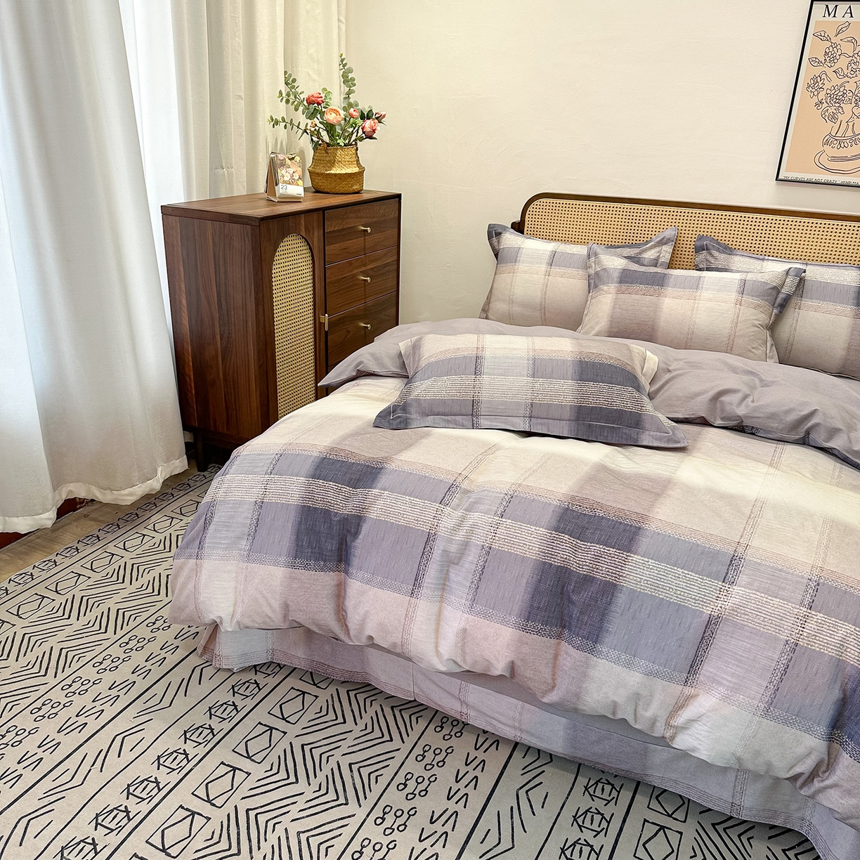 91家纺网 家纺一手货源 找家纺 橙艺家居 2025新款秋冬全棉纯棉磨毛四件套 轻织漫冬