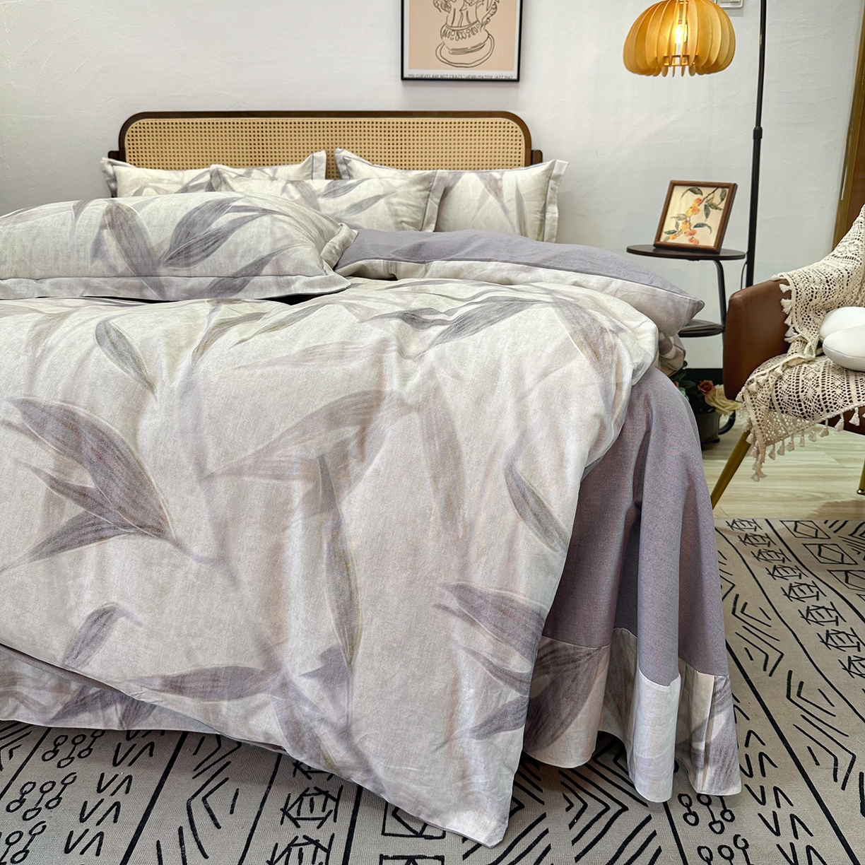 91家纺网 家纺一手货源 找家纺 橙艺家居 2025新款秋冬全棉纯棉磨毛四件套 清风徐来