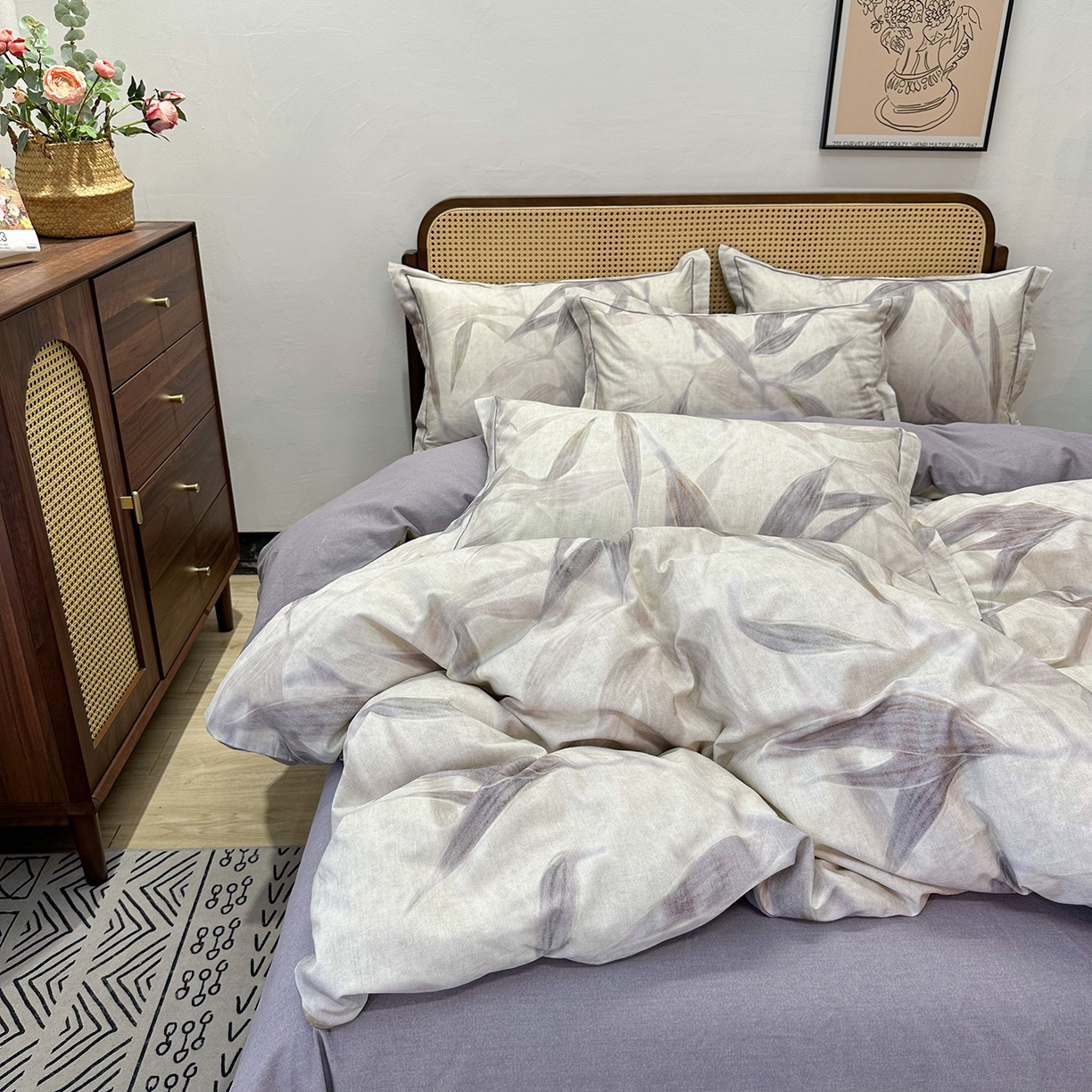 91家纺网 家纺一手货源 找家纺 橙艺家居 2025新款秋冬全棉纯棉磨毛四件套 清风徐来