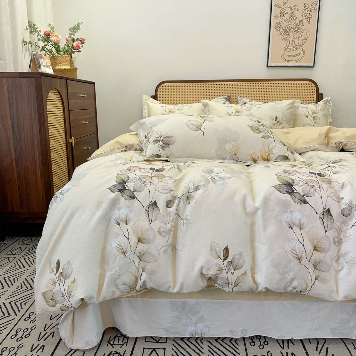 91家纺网 家纺一手货源 找家纺 橙艺家居 2025新款秋冬全棉纯棉磨毛四件套 舒蔓枝