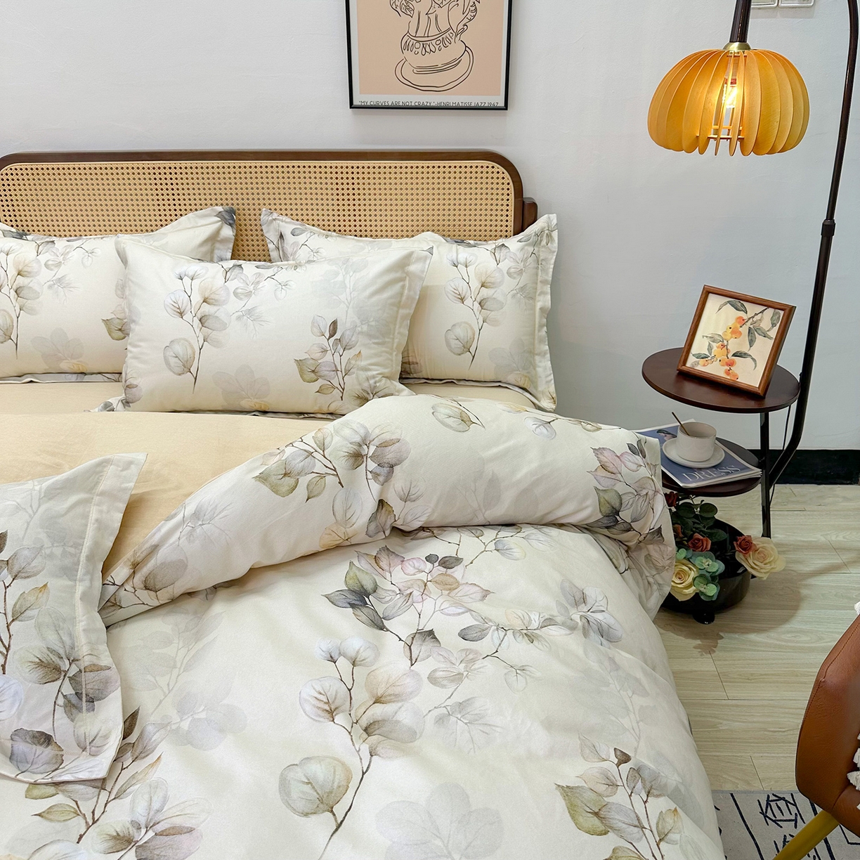 91家纺网 家纺一手货源 找家纺 橙艺家居 2025新款秋冬全棉纯棉磨毛四件套 舒蔓枝