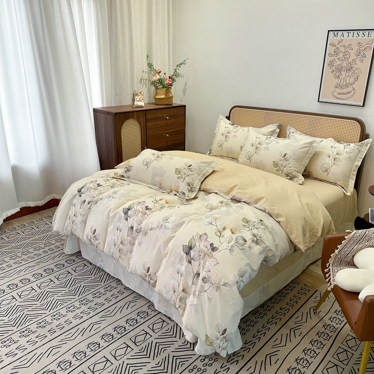 91家纺网 家纺一手货源 找家纺 橙艺家居 2025新款秋冬全棉纯棉磨毛四件套 舒蔓枝