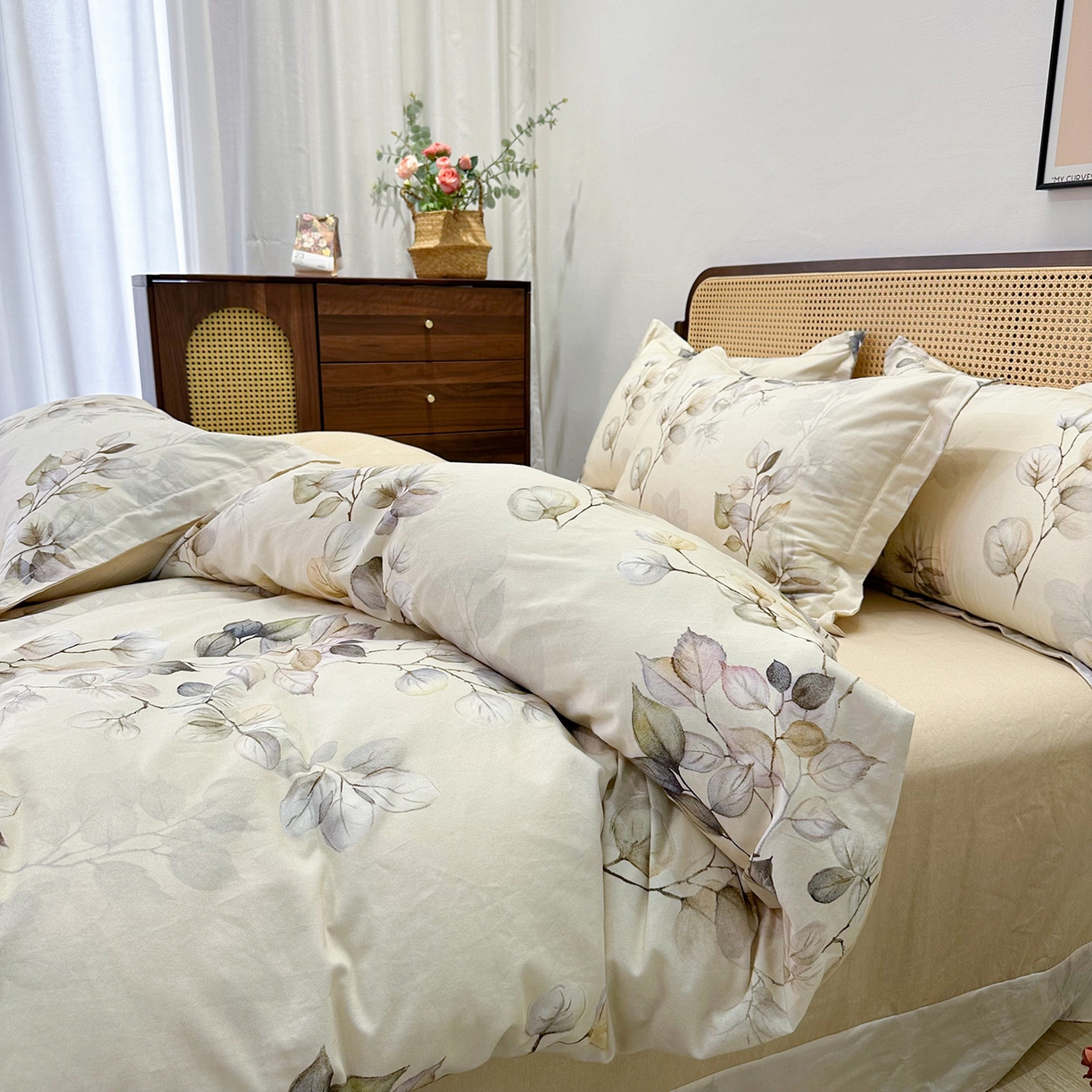 91家纺网 家纺一手货源 找家纺 橙艺家居 2025新款秋冬全棉纯棉磨毛四件套 舒蔓枝