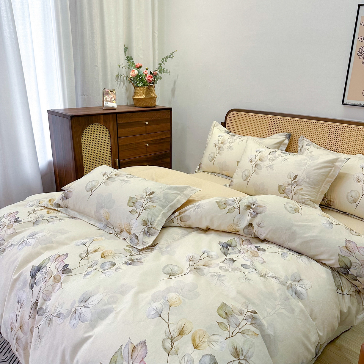 91家纺网 家纺一手货源 找家纺 橙艺家居 2025新款秋冬全棉纯棉磨毛四件套 舒蔓枝