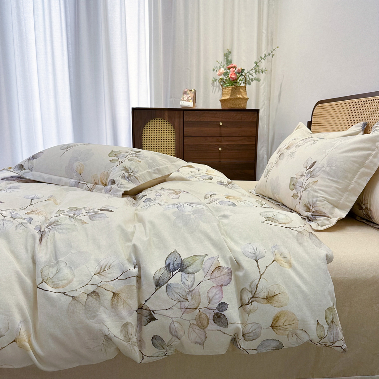 91家纺网 家纺一手货源 找家纺 橙艺家居 2025新款秋冬全棉纯棉磨毛四件套 舒蔓枝