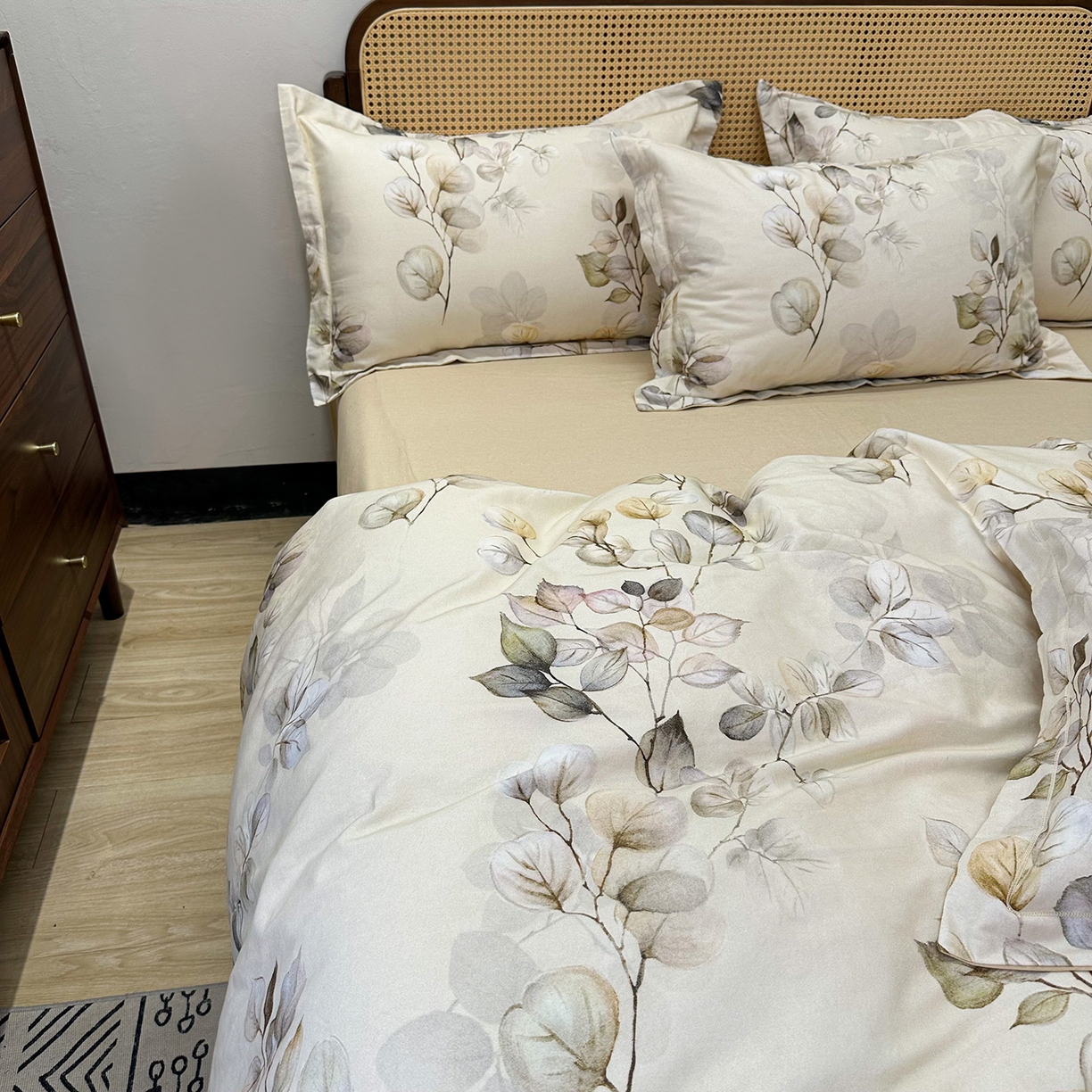 91家纺网 家纺一手货源 找家纺 橙艺家居 2025新款秋冬全棉纯棉磨毛四件套 舒蔓枝