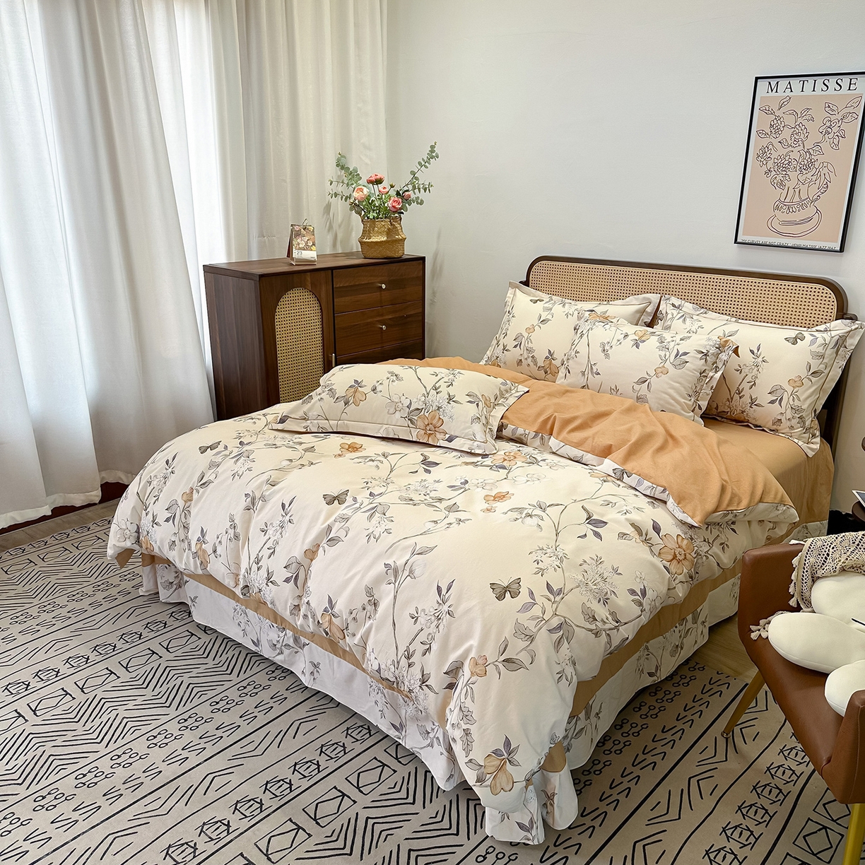 91家纺网 家纺一手货源 找家纺 橙艺家居 2025新款秋冬全棉纯棉磨毛四件套 硕朵-桔