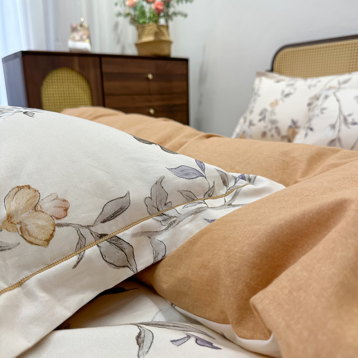 91家纺网 家纺一手货源 找家纺 橙艺家居 2025新款秋冬全棉纯棉磨毛四件套 硕朵-桔